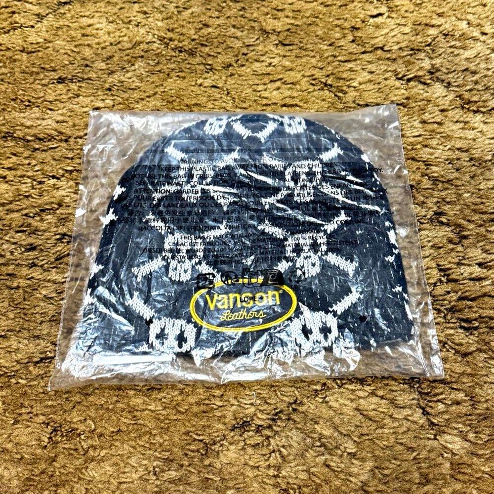 Supreme x Vanson Leathers Skull Beanie Black/White OS New In Hand
